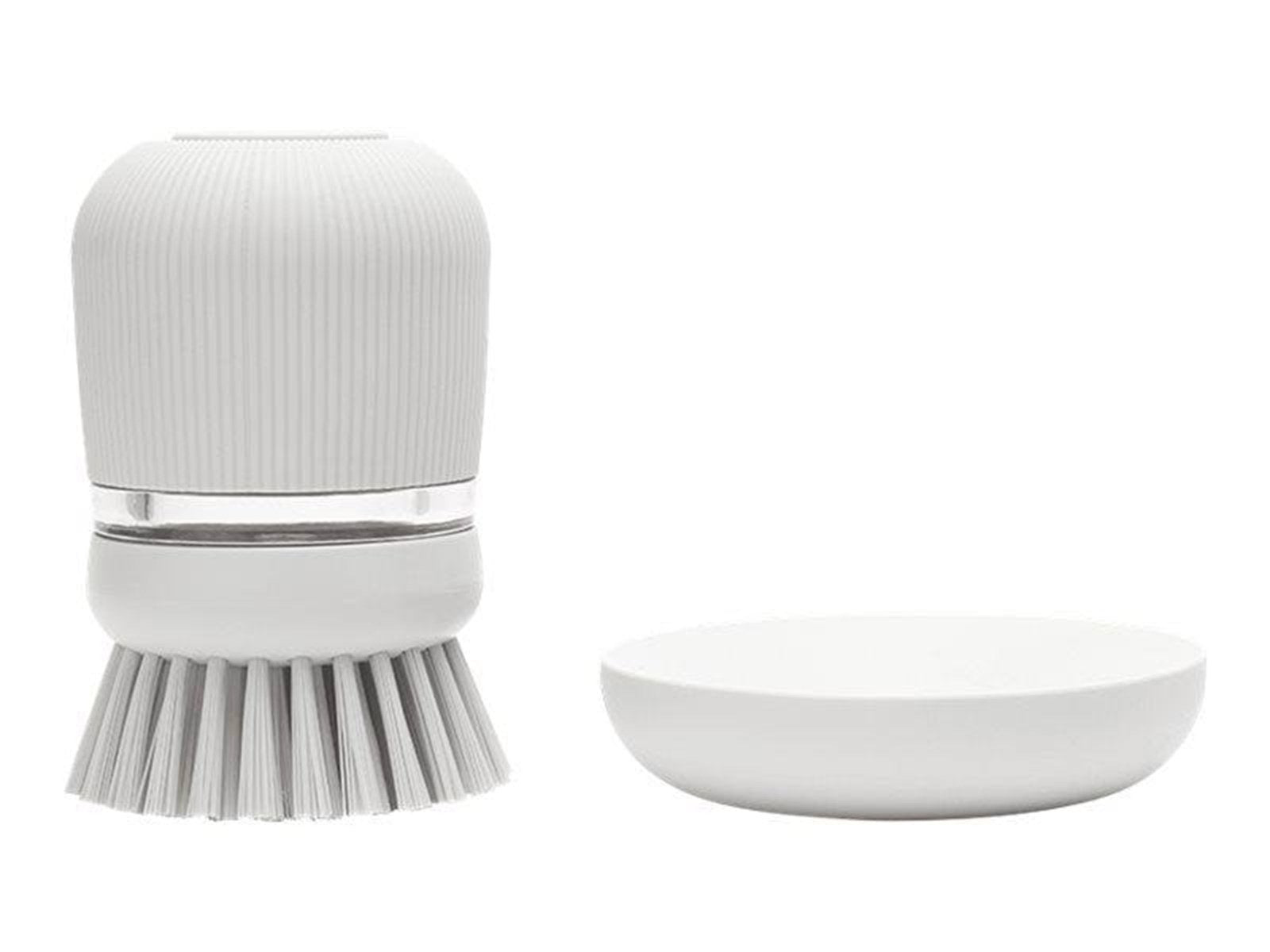brabantia - soap dispensing dish brush - polyester - light grey brabantia - soap dispensing dish brush - polyester - light grey